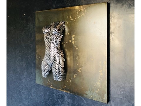 Tableau Féminité inox et acier, Teix Art 3