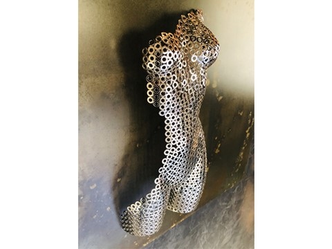 Tableau Féminité inox et acier, Teix Art 4