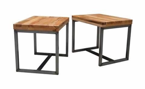 Table basse acier et bois, Teix Art 2