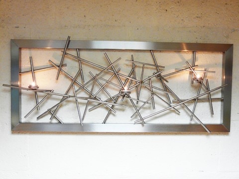 Tableau bougeoir inox Mikado, Teix art 1