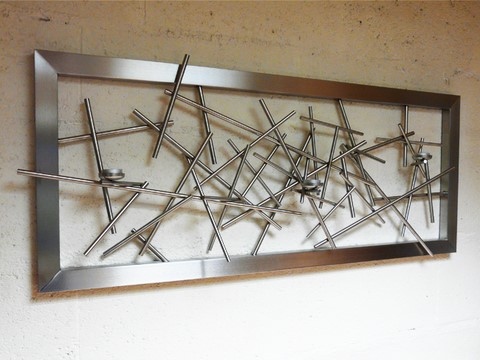 Tableau bougeoir inox Mikado, Teix art 2