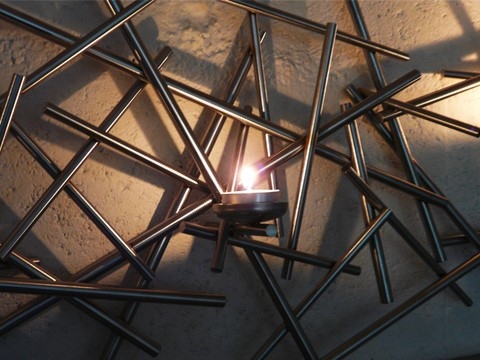 Tableau bougeoir inox Mikado, Teix art 4