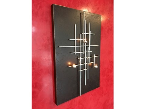 Tableau bougeoir inox acier, Teix art 1