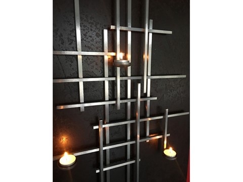 Tableau bougeoir inox acier, Teix art 2