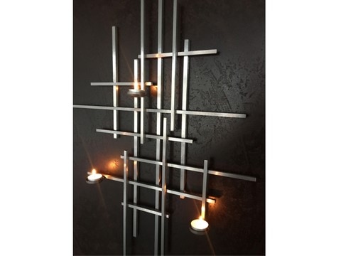 Tableau bougeoir inox acier, Teix art 4