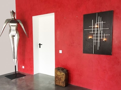 Tableau bougeoir inox acier, Teix art 5